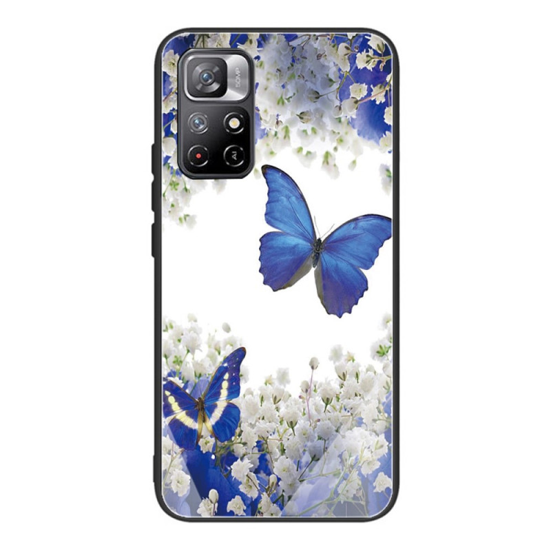 Case Poco M4 Pro 5G Tempered Glass Butterflies Design