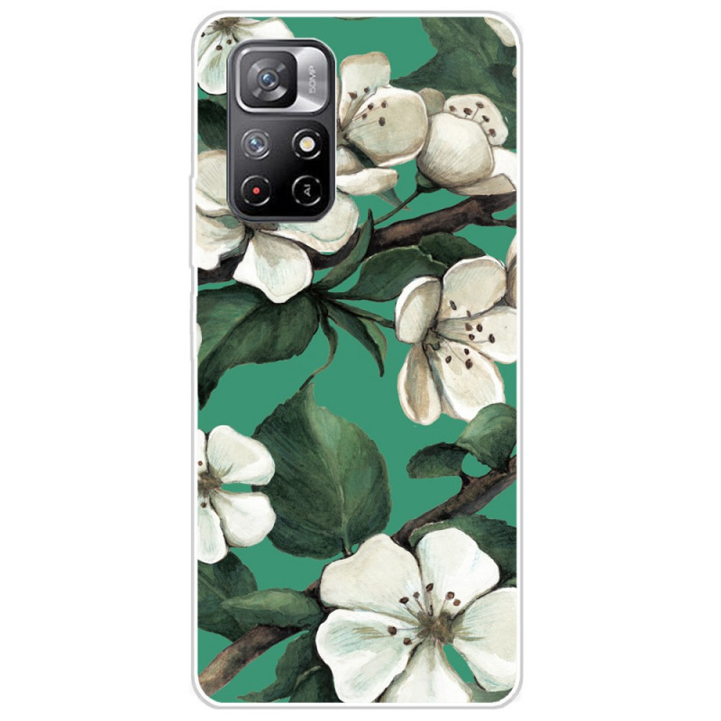Cover Poco M4 Pro 5G Painted White Flowers