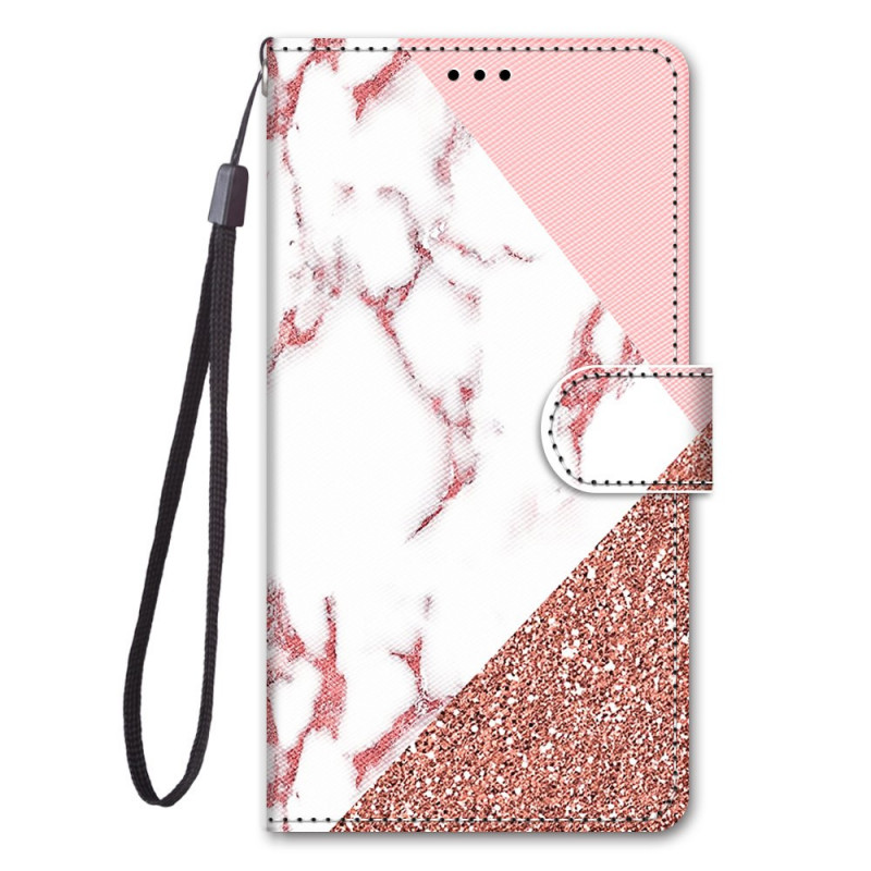 Samsung Galaxy A03 Core Triangle Case in Marble and Glitter