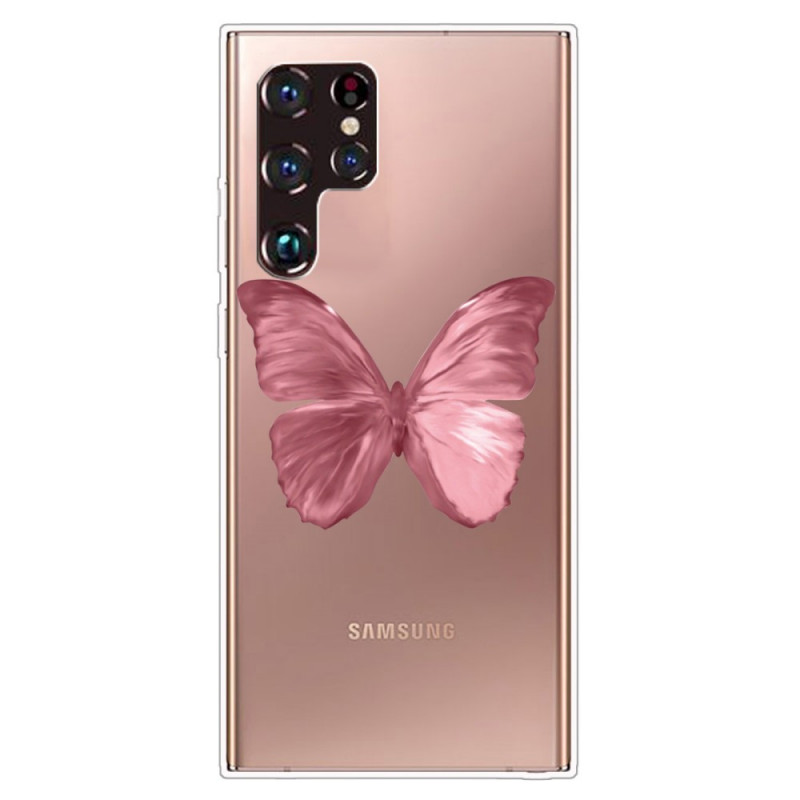 Samsung Galaxy S22 Ultra 5G Flexible Pink Butterfly Case