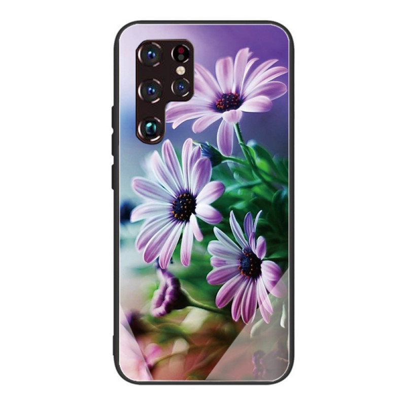 Samsung Galaxy S22 Ultra 5G Tempered Glass Case Realistic Flowers