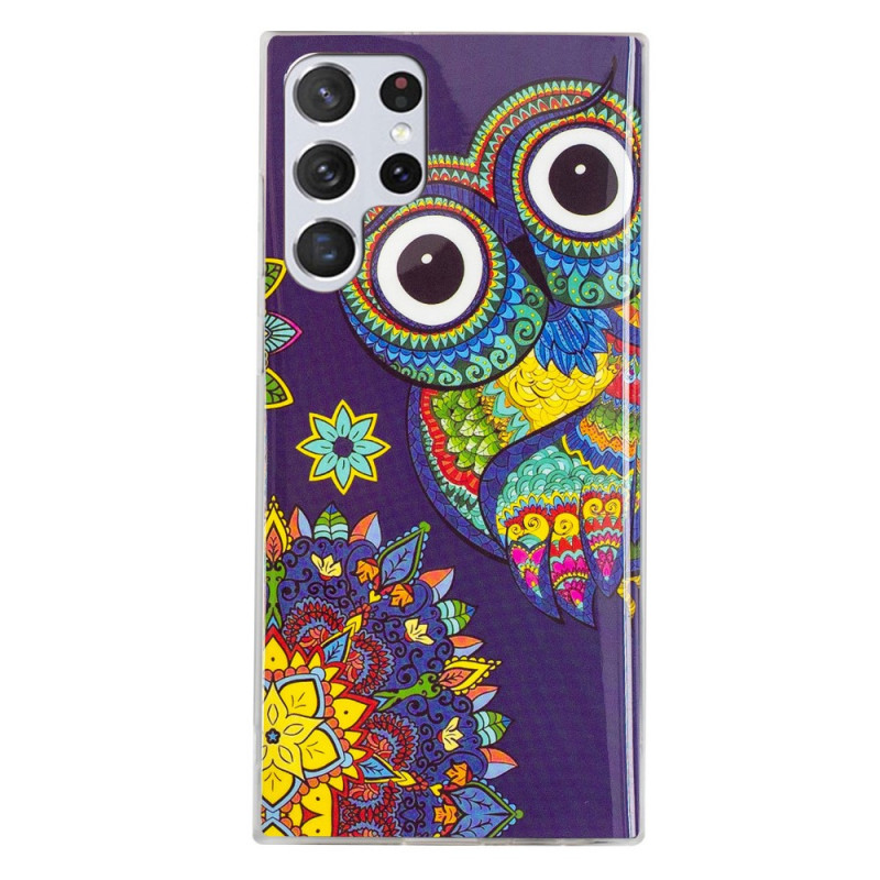 Samsung Galaxy S22 Ultra 5G Owl Mandala Case Fluorescent