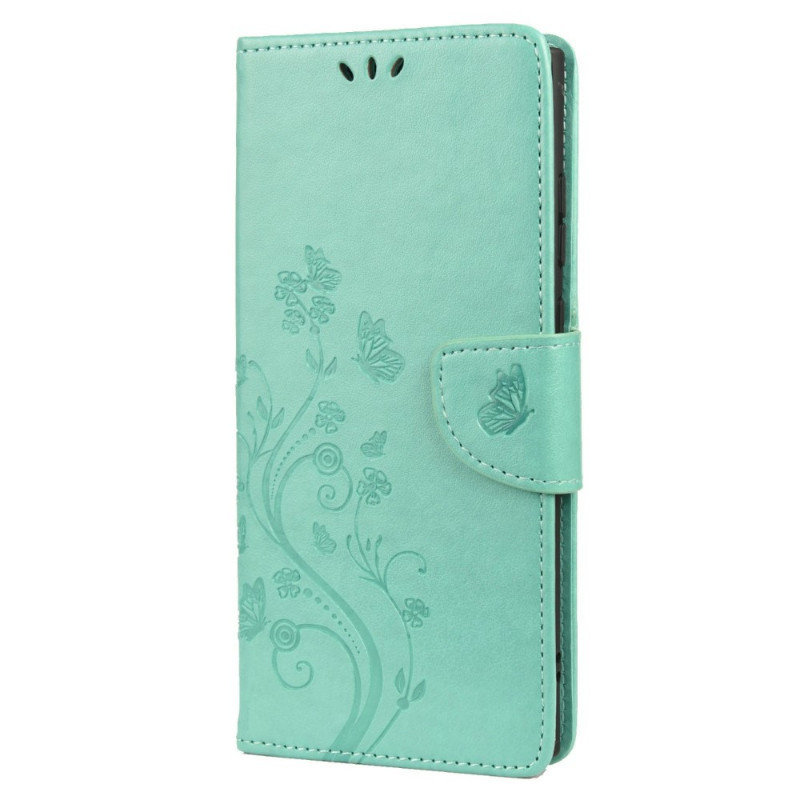 Samsung Galaxy S22 Ultra 5G Case Butterflies And Flowers With Strap