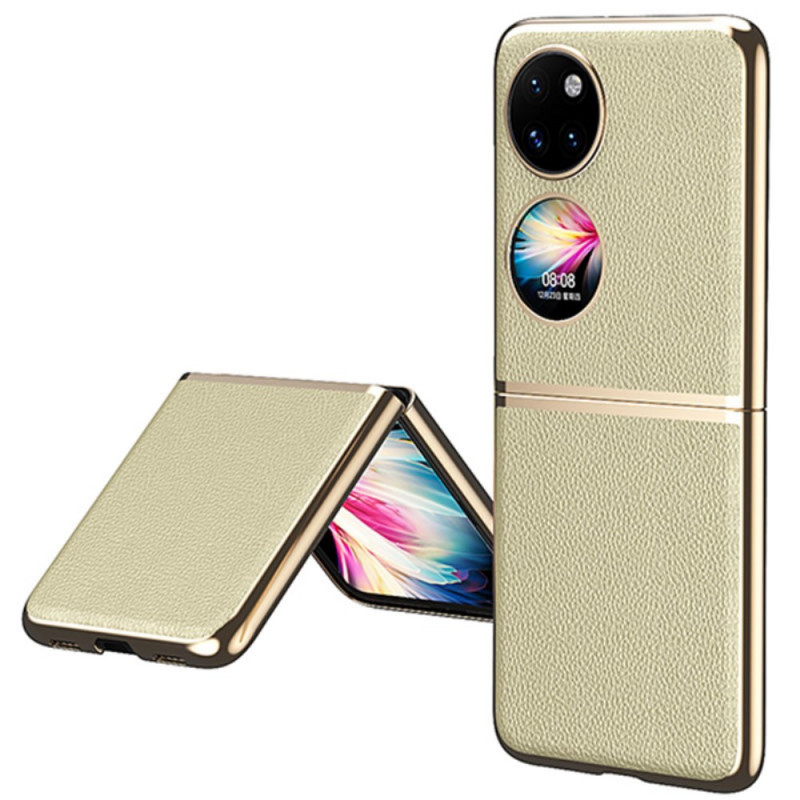 Huawei P50 Pocket The
atherette Case Metal Style Edges