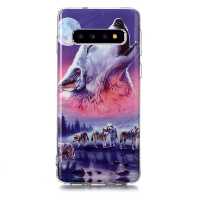 Samsung Galaxy S10 Case Fluorescent Wolf Pack