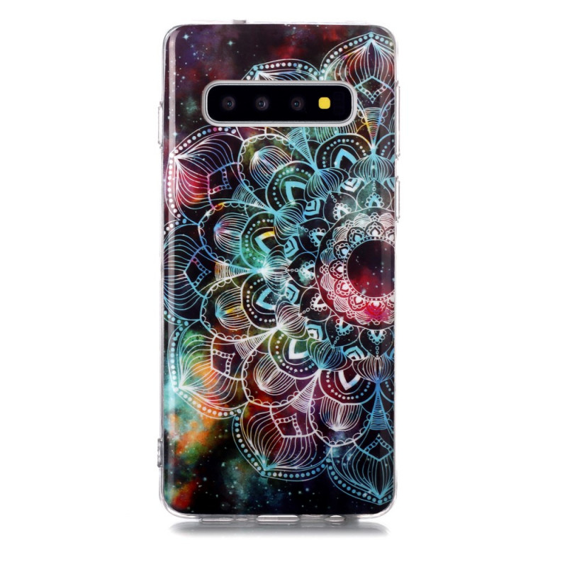 Samsung Galaxy S10 Case Mandala Coloured Fluorescent