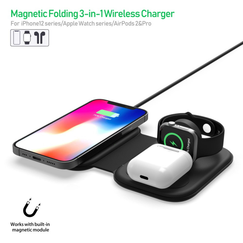 Wireless Charger, Boaraino Magnetic 3 in 1 Wireless Charging
