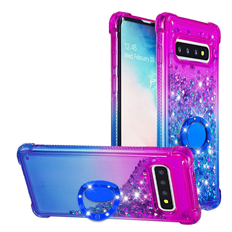 Coque Samsung Galaxy S10 Paillettes Anneau-Support