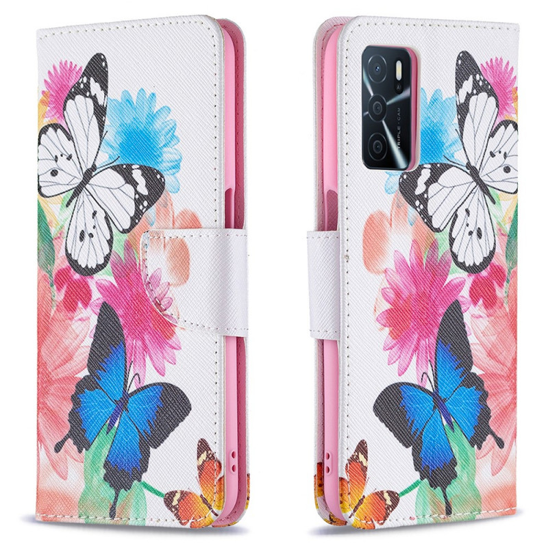 Case Oppo A16 / A16s Painted Butterflies and Flowers