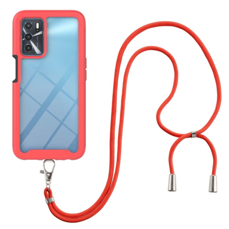 Oppo A16 / A16s Hybrid Case with Cord and Coloured Bezel
