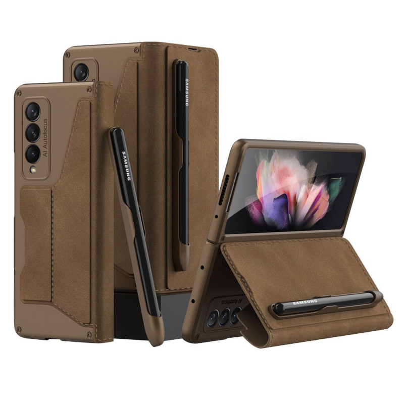 Flip Cover Samsung Galaxy Z Fold 3 5G Simulated The
ather Stylus Wallet GKK