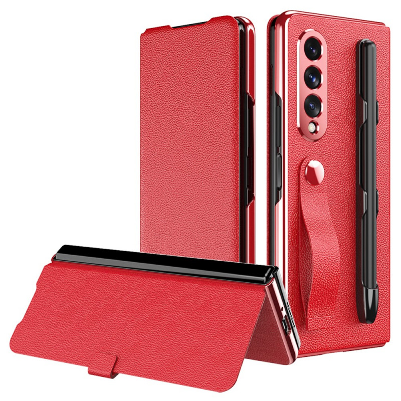 Flip Cover Samsung Galaxy Z Fold 3 5G Style The
ather Lychee
 Stylus Wallet and Strap