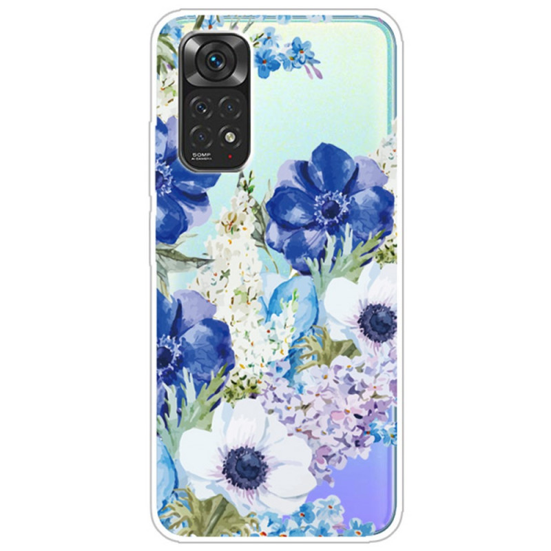 Xiaomi Redmi Note 11 / 11s Watercolour Blue Flowers Transparent Case