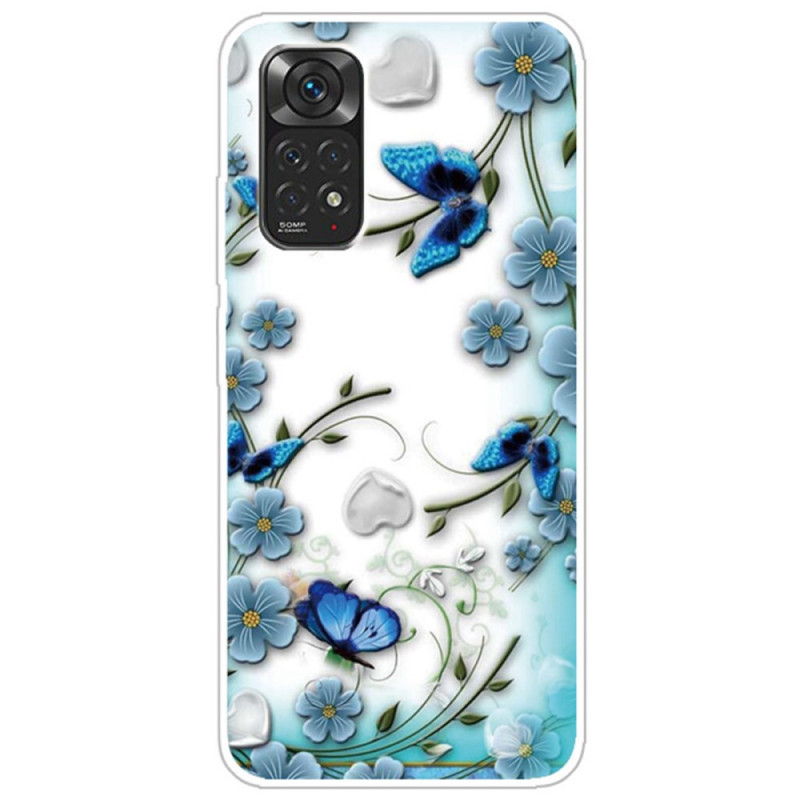 Xiaomi Redmi Note 11 / 11s Transparent Case Retro Butterflies and Flowers