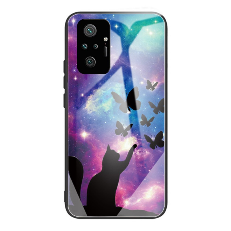 Xiaomi Redmi Note 10 Pro Tempered Glass Case Cat and Butterflies In Space