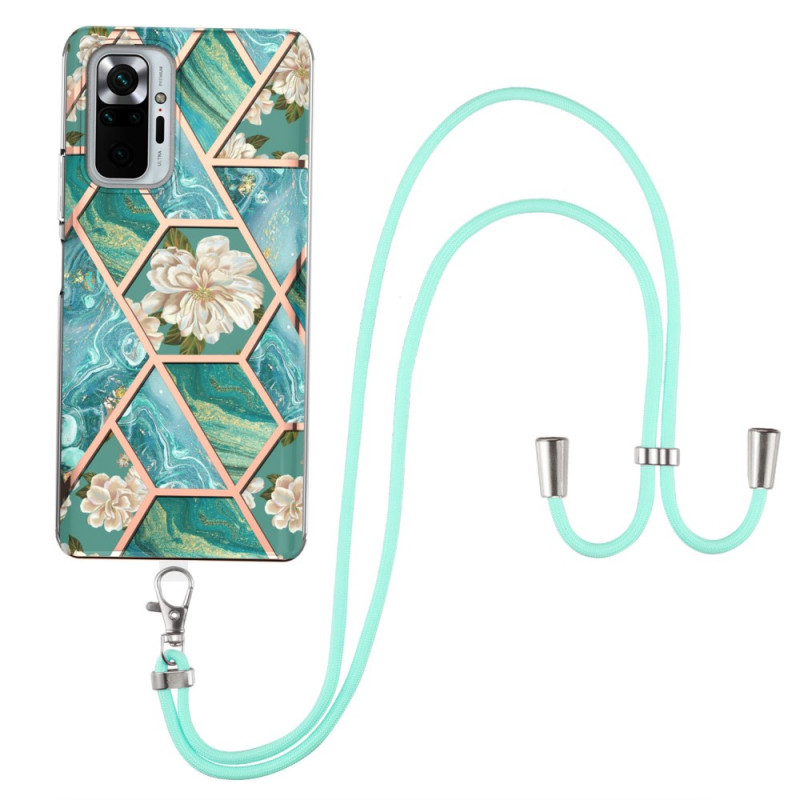 Xiaomi Redmi Note 10 Pro Corded Case Marble Floral Pattern