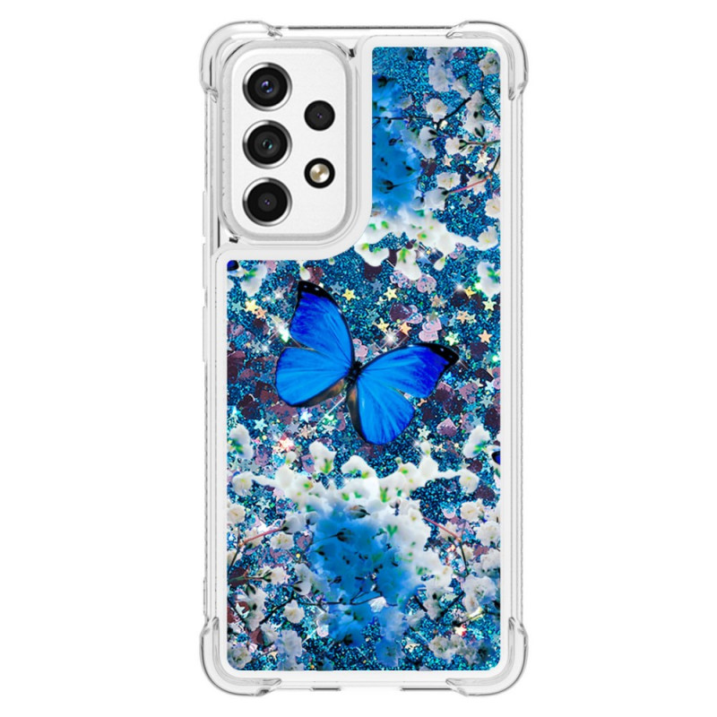 Samsung Galaxy A53 5G Case Blue Butterflies Glitter