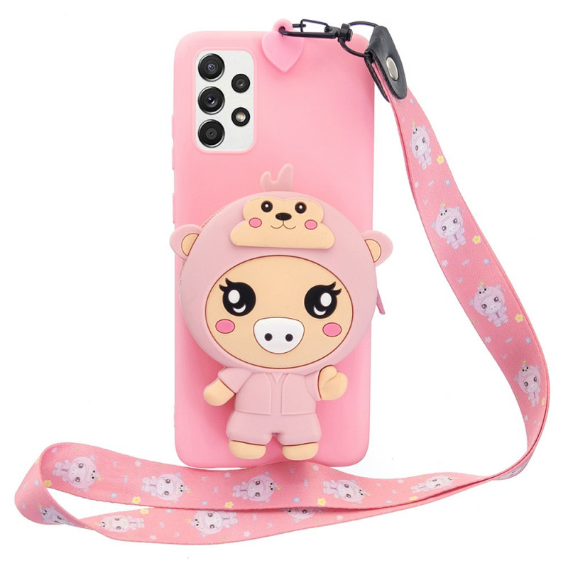 Samsung Galaxy A53 5G Case 3D Pig with Carabiner Strap