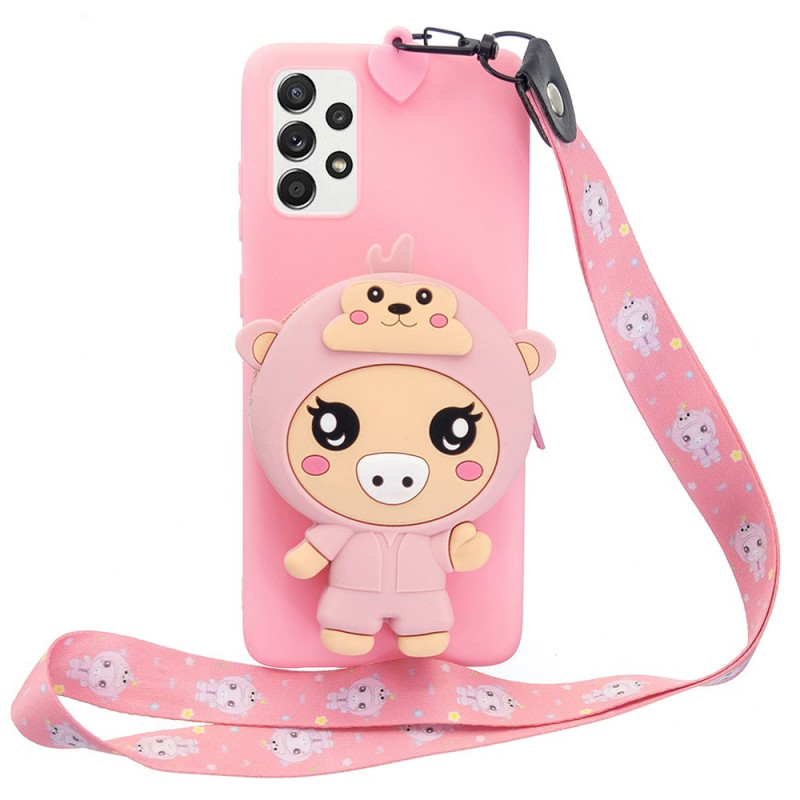 Samsung Galaxy A33 5G Case 3D Pig with Carabiner Strap