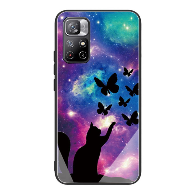 Xiaomi Redmi Note 11 Pro Plus 5G Tempered Glass Case Cat and Butterflies In Space