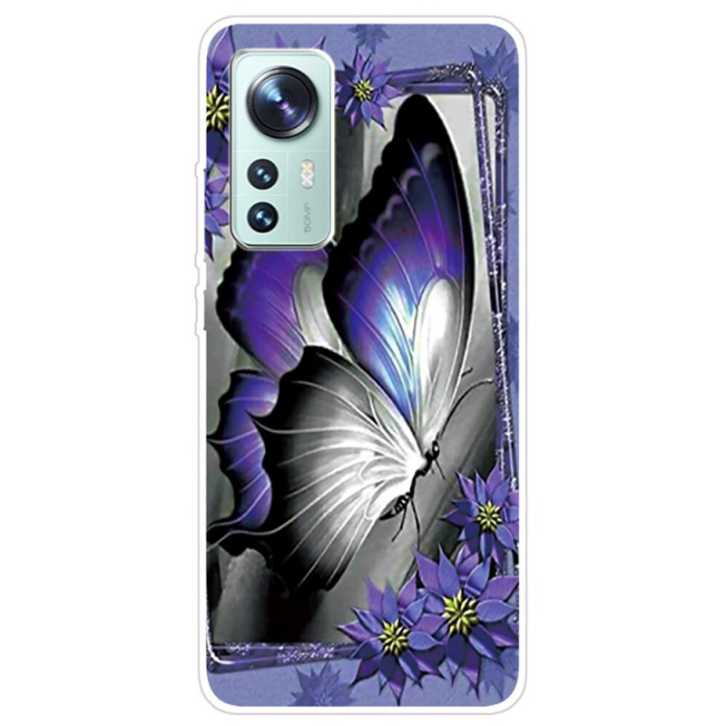Xiaomi 12 Pro Silicone Case Butterfly Purple