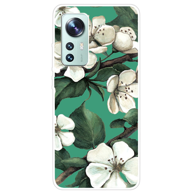 Xiaomi 12 Pro Silicone Case White Flowers