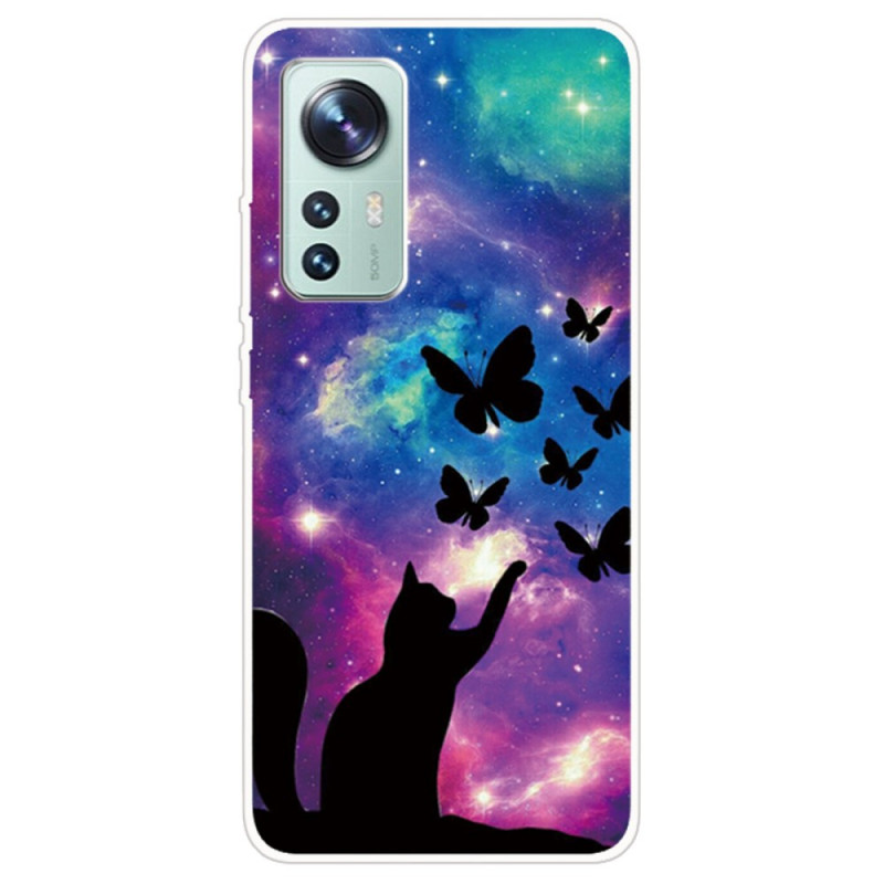 Xiaomi 12 Pro Silicone Case Cat and Butterflies