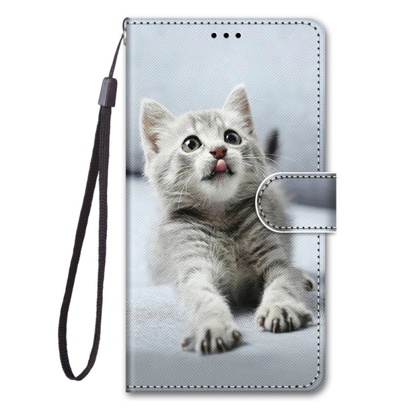 Samsung Galaxy Case M53 5G Grey Kitten with Strap
