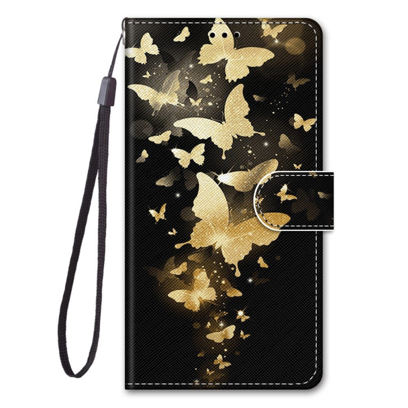 Samsung Galaxy M53 5G Gold Butterflies Strap Case