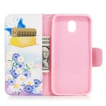 Samsung Galaxy J3 2017 Case Painted Butterflies and Flowers