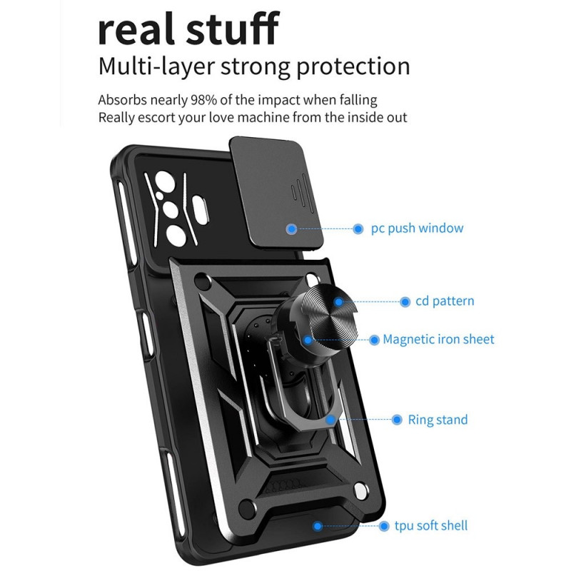 New Funda for Redmi 13C POCO C65 Case Slide Lens Protect Stand Cover f
