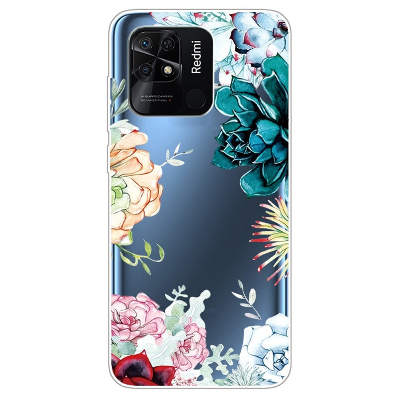 Xiaomi Redmi 10C Watercolour Flower Transparent Case
