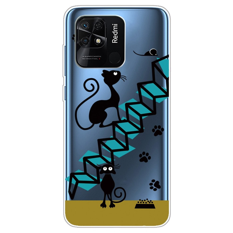 Xiaomi Redmi 10C Case Cats on the Staircase