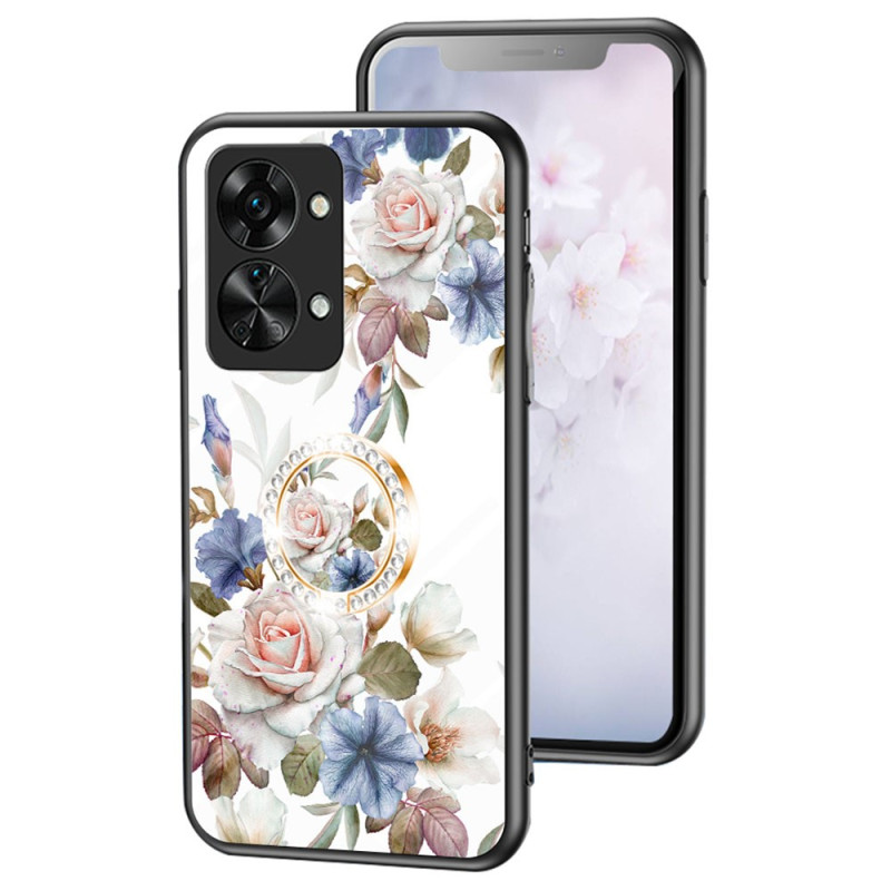 OnePlus
 Nord 2T 5G Toughened Glass Case Flowers Diamond Ring