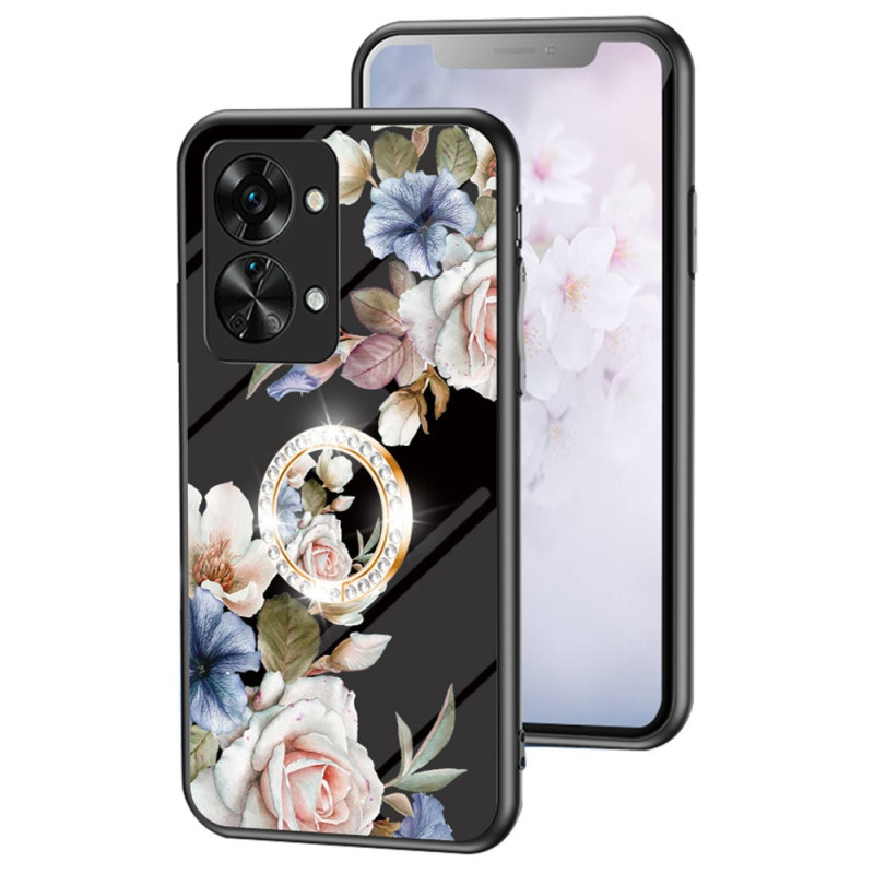 OnePlus
 Nord 2T 5G Toughened Glass Case Flowers Diamond Ring