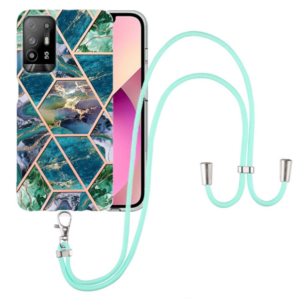 Oppo A94 5G Geometric Marble Case with Lanyard
