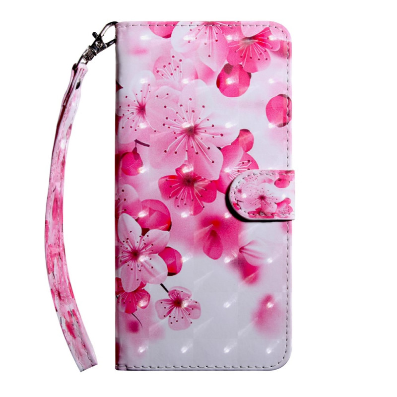 Case Oppo A94 5G Pink Flowers with Strap
