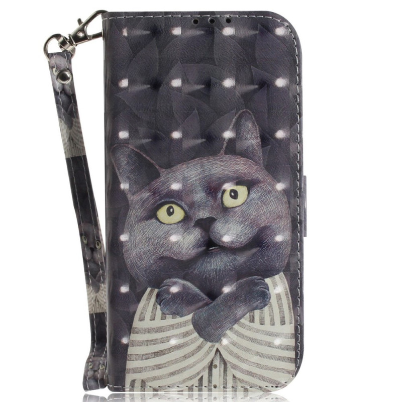 Realme C35 Grey Cat Cover with Strap
