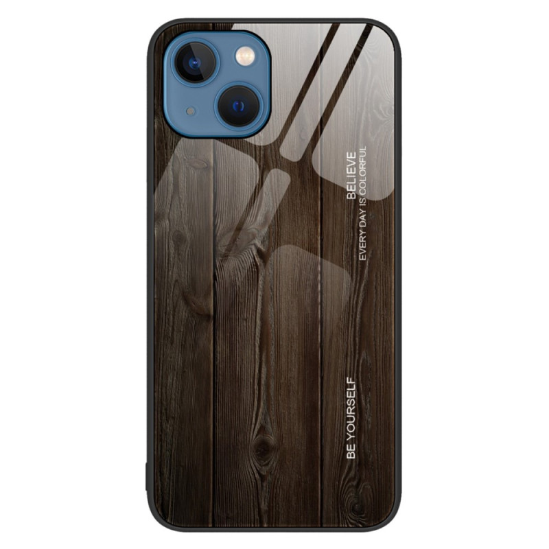 Hard Case iPhone 14 Tempered Glass Wood Design