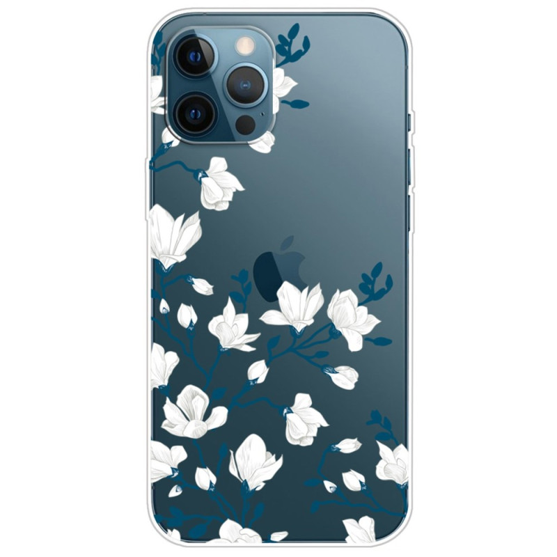 Case iPhone 14 Pro Transparent White Flowers