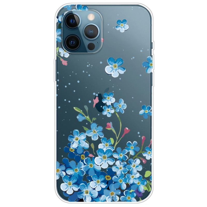 Case iPhone 14 Pro Transparent Blue Flowers