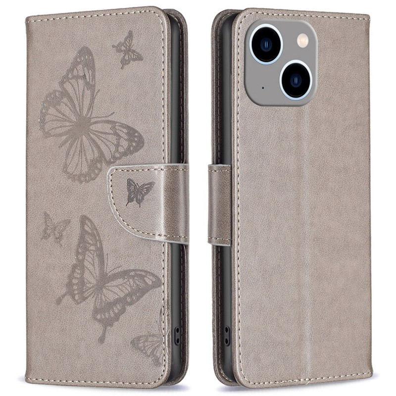 Case for iPhone 14 Plus Printed Butterflies with Lanyard