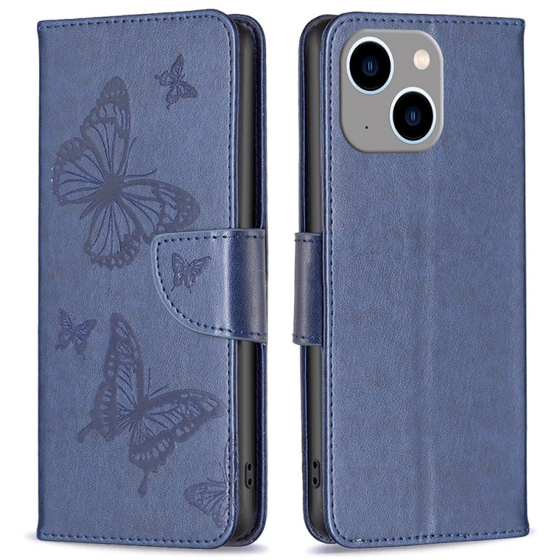 Case for iPhone 14 Plus Printed Butterflies with Lanyard