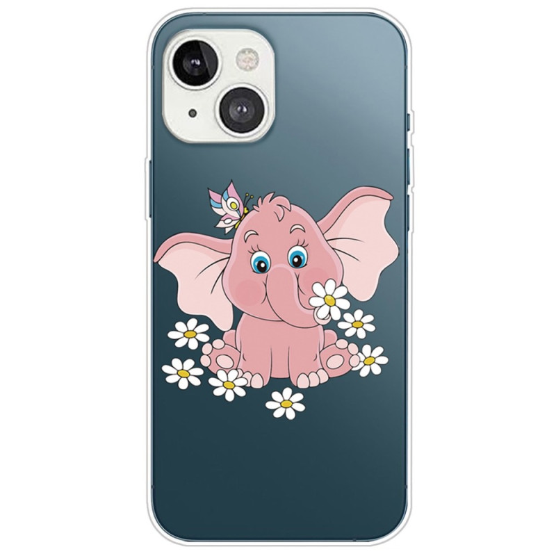 Transparent Elephant Pink iPhone 14 Plus Case