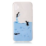 Transparent iPhone X Case Penguin Game