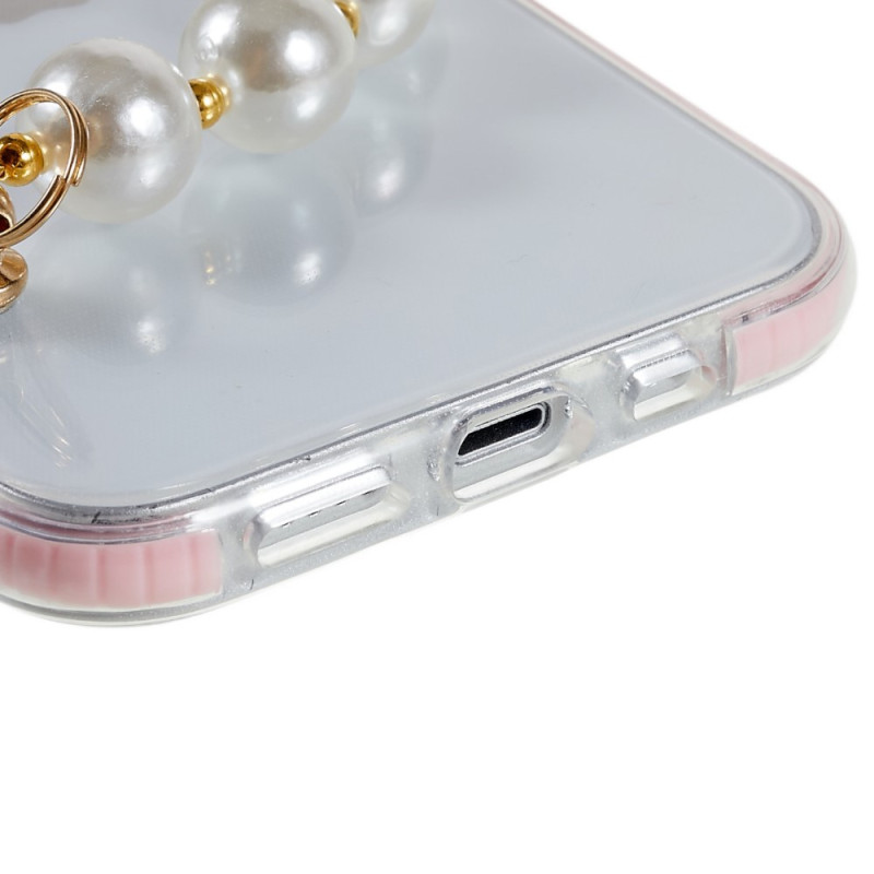 KC Back Cover for Apple iPhone 13, Cute Luxury Shiny Pearls Wrist Bracelet  Chain Holder Soft Silicone Marble Shell Case (Pink) : Amazon.in: Electronics