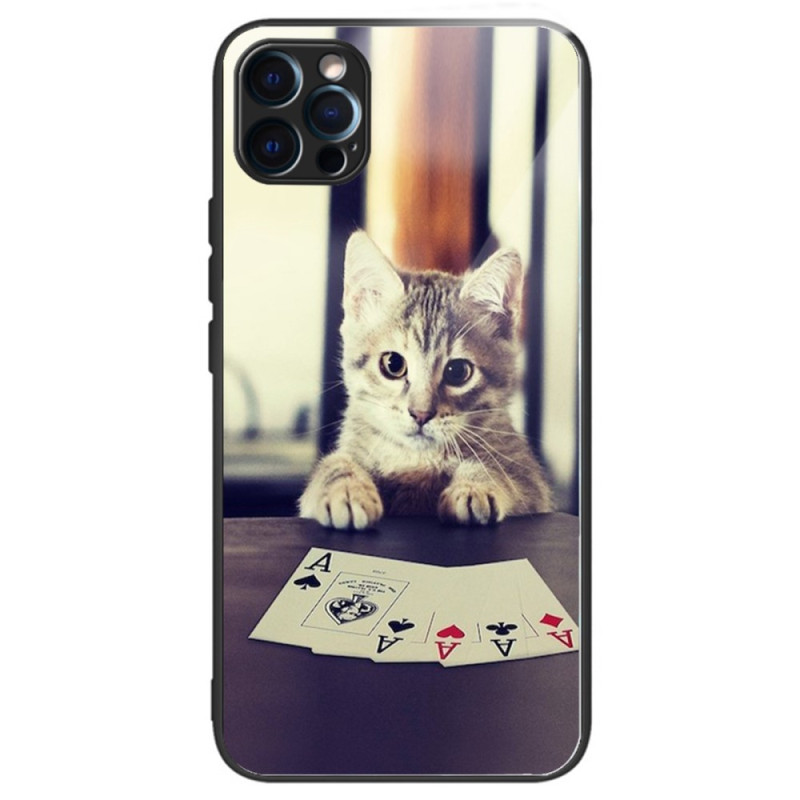 Case iPhone 14 Pro Tempered Glass Poker Cat