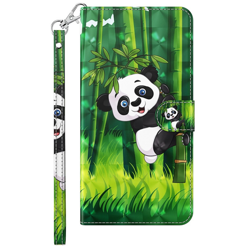 Samsung Galaxy M13 Panda and Bamboo Case with Strap