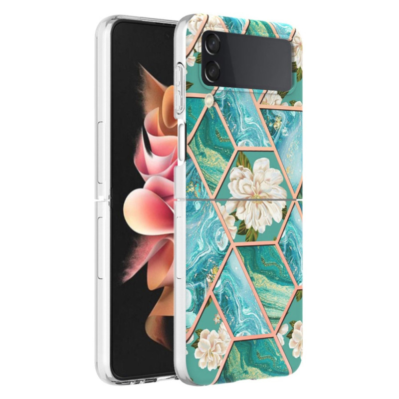 Samsung Galaxy Z Flip 4 Marble Floral Case