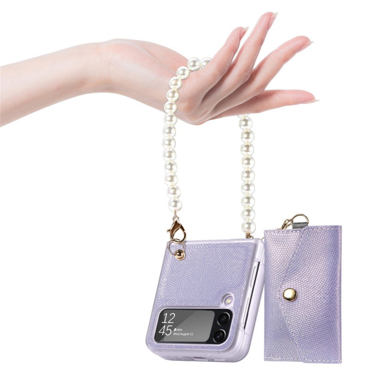 For Samsung Galaxy Z Flip 3 4 Leather mini Messenger Bag Chain Hard case  Ring